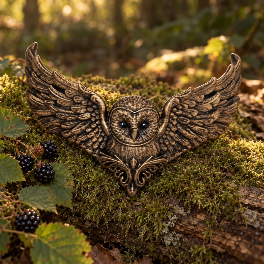 Barn Owl Back Crown – Hand-Painted Woodland Hair Crown