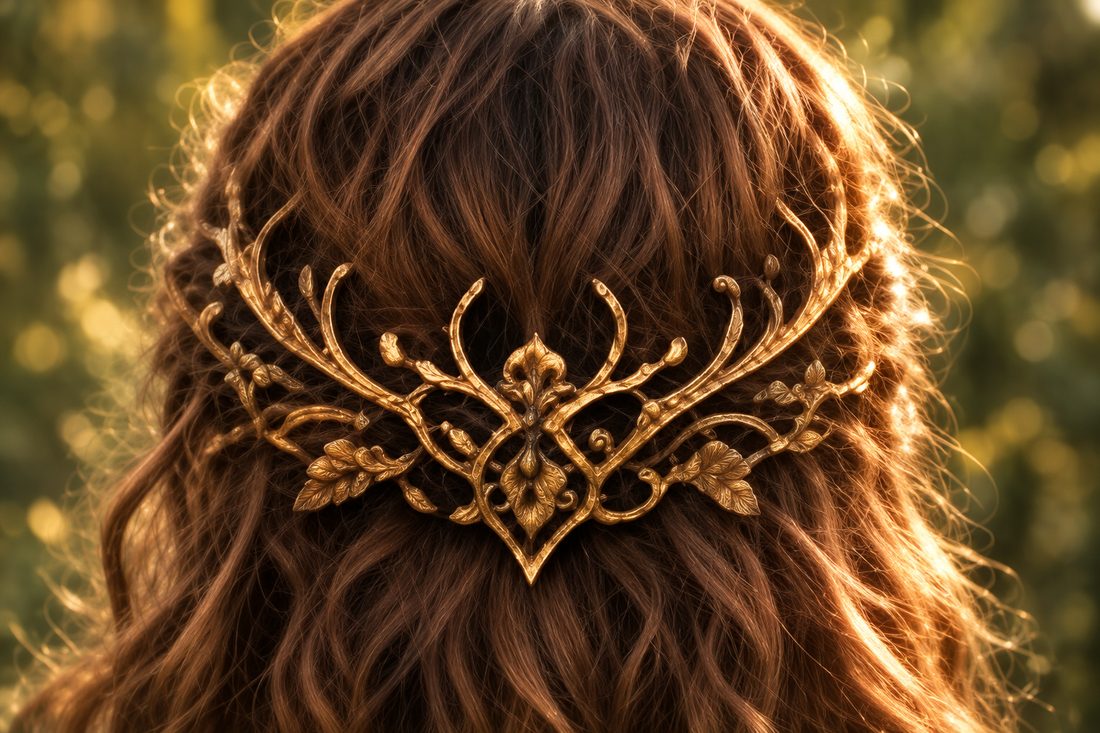 Position at the back of the hairstyle.