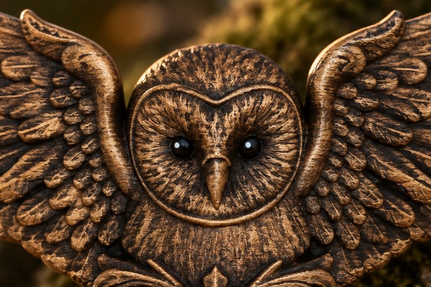 Carved owl face